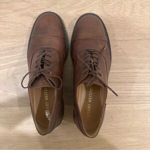 Stuart Weitzman Brown Leather Lace-Up Oxfords Women